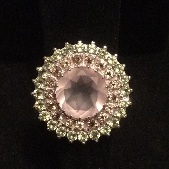 Gem & Mineral Show Jewelry - WOW 💎GENUINE AA Grade Rose Quartz & Peridot Ring